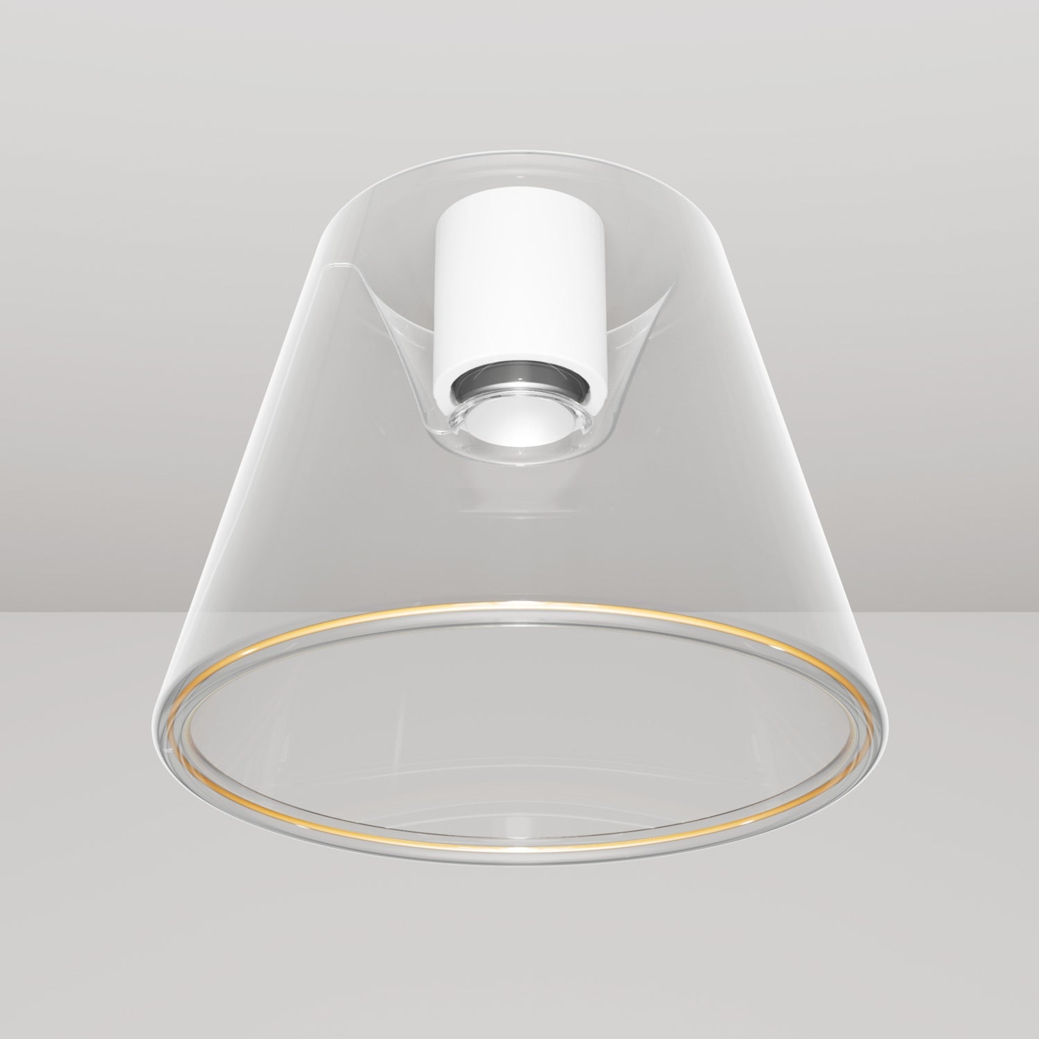 Plafoniera design con lampadina Ghost a cono trasparente - Bianco