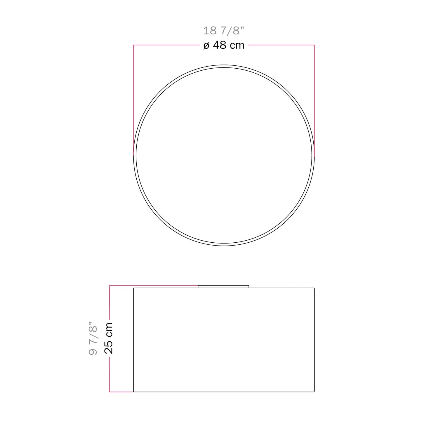 Plafoniera in tessuto Medium - Made in Italy - Teletta Grigio Scuro