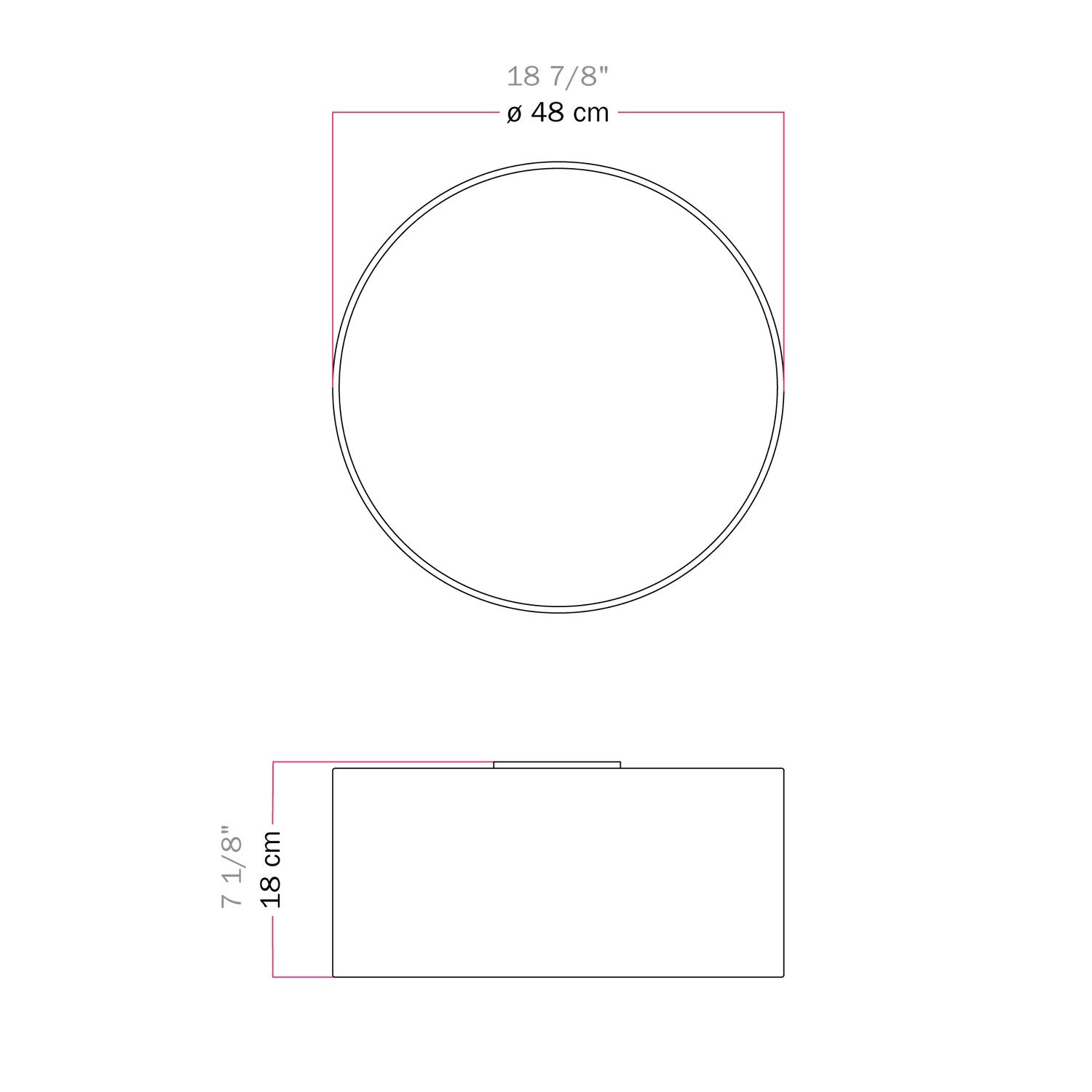 Plafoniera in tessuto Medium Slim- Made in Italy - Arenal Bordeaux