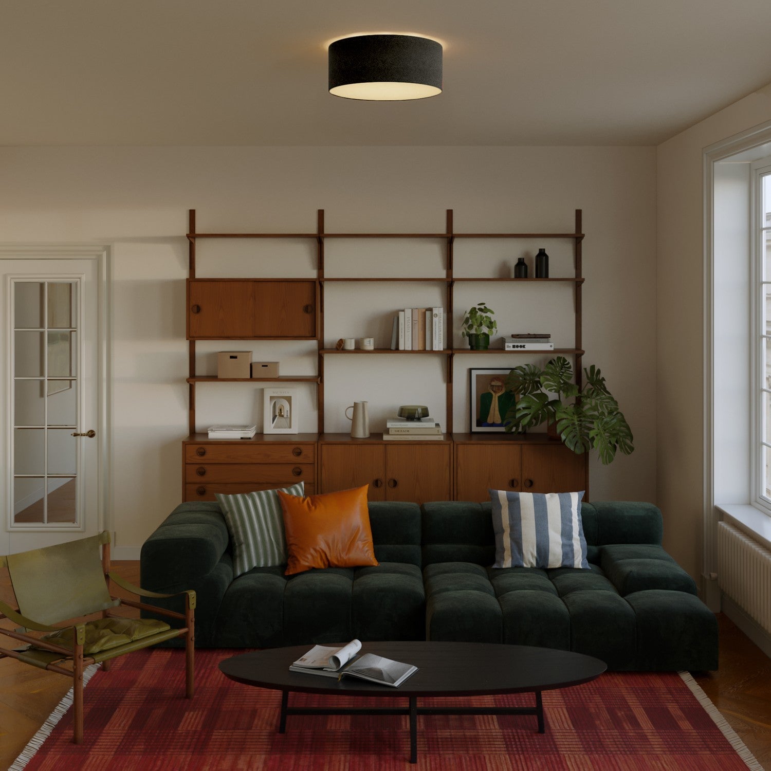 Plafoniera in tessuto Medium Slim - Made in Italy - Lana Grigio Scuro