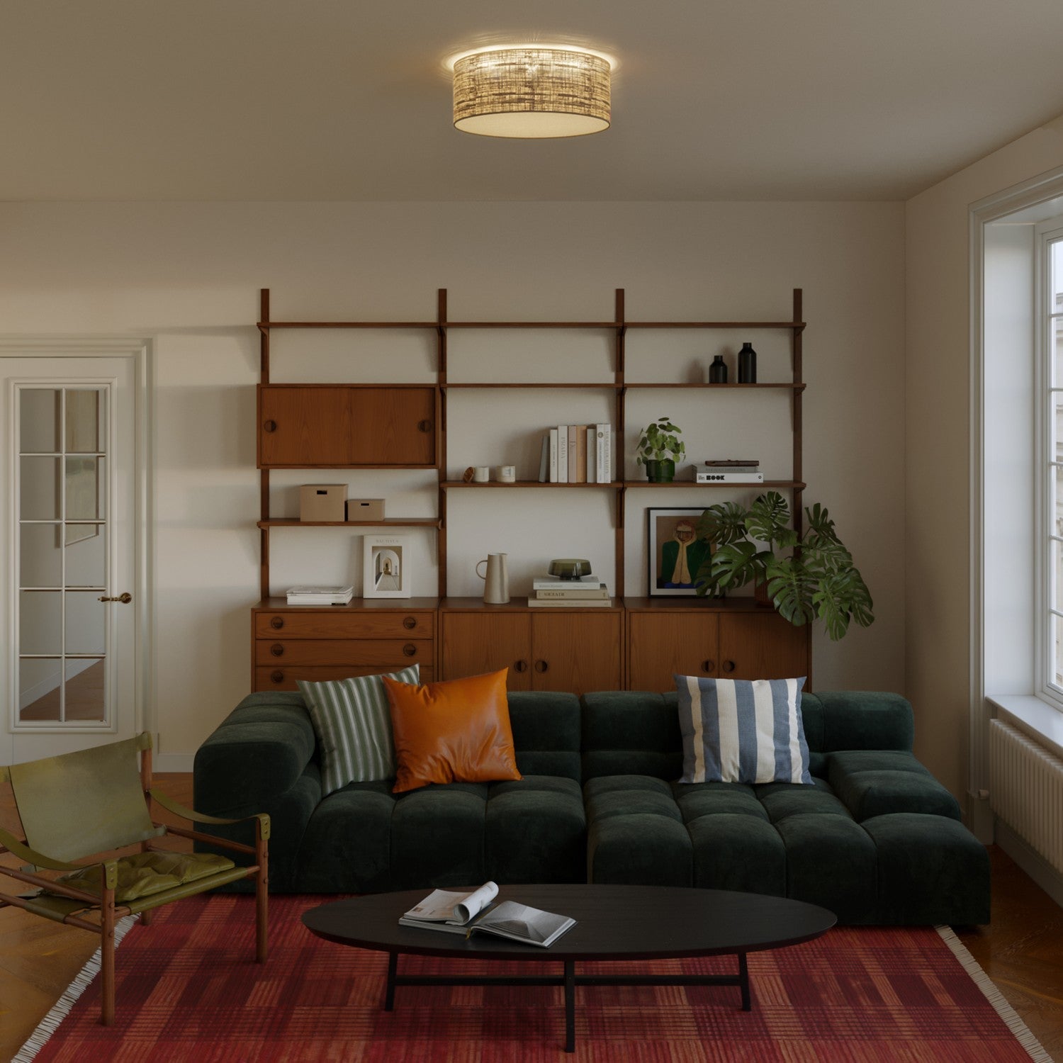 Plafoniera in tessuto Medium Slim - Made in Italy - Raphia