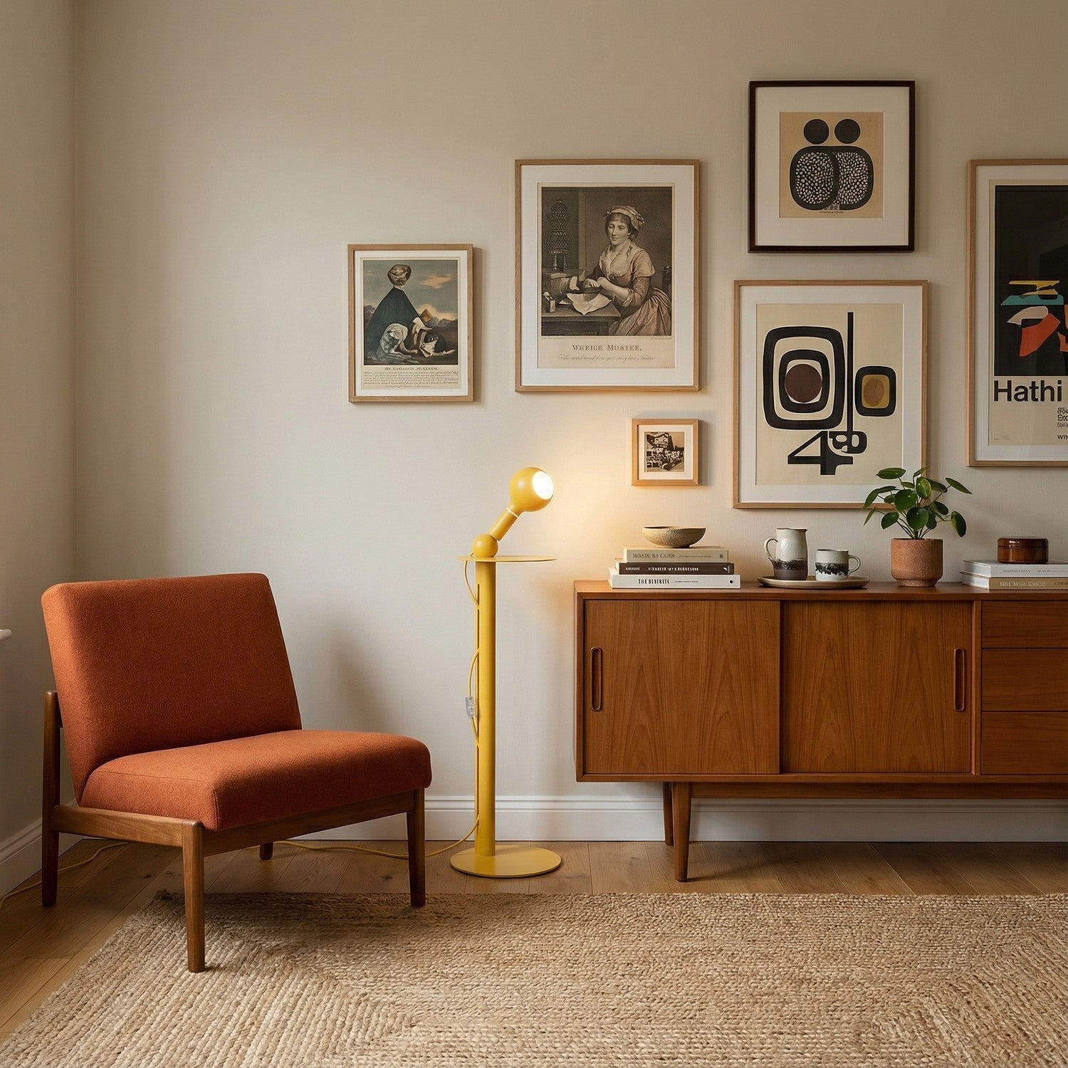 Rocco - Lampada da terra con lampadina Camo - Giallo - Creative Cables