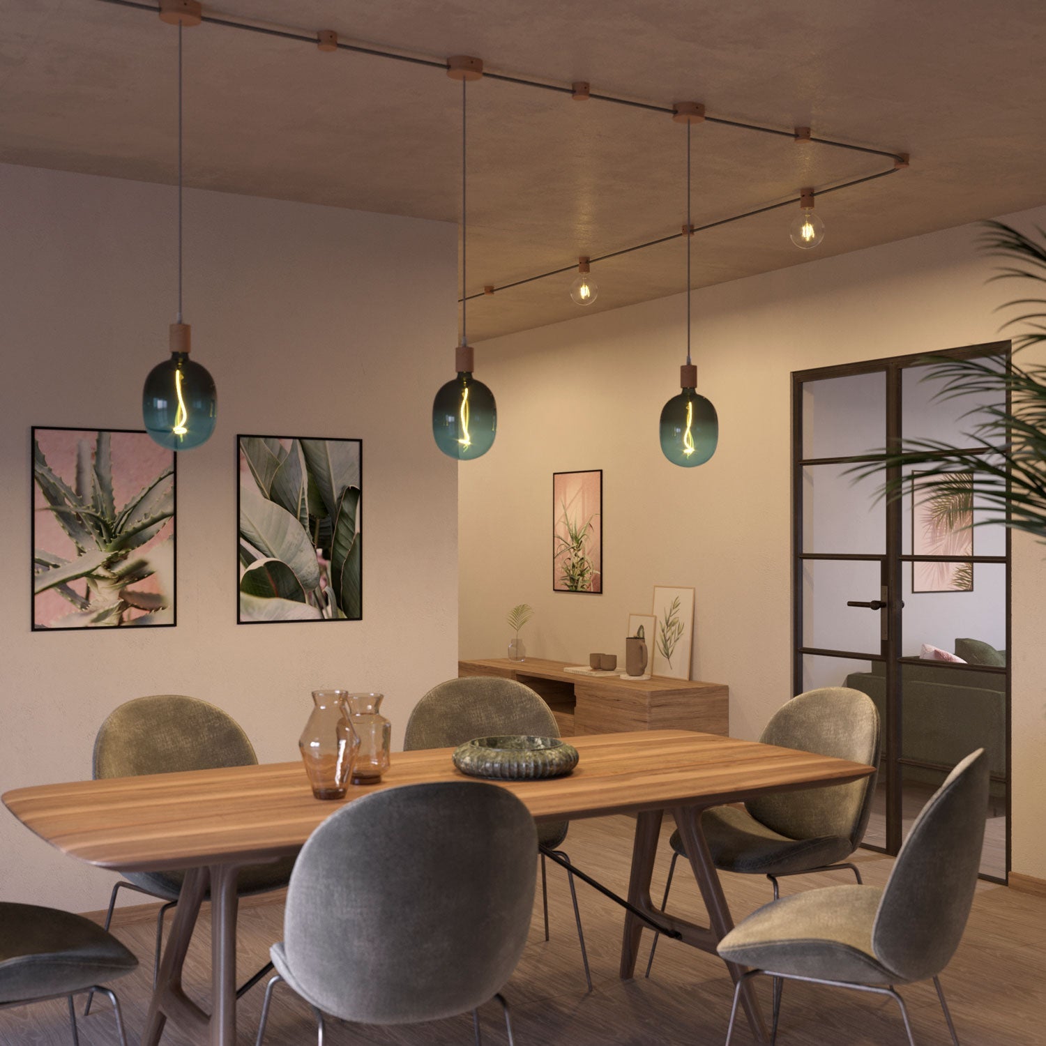 Rosone ovale in legno con un foro centrale e 2 fori laterali per cavo per catenaria e sistema Filé. Made in Italy - Neutro