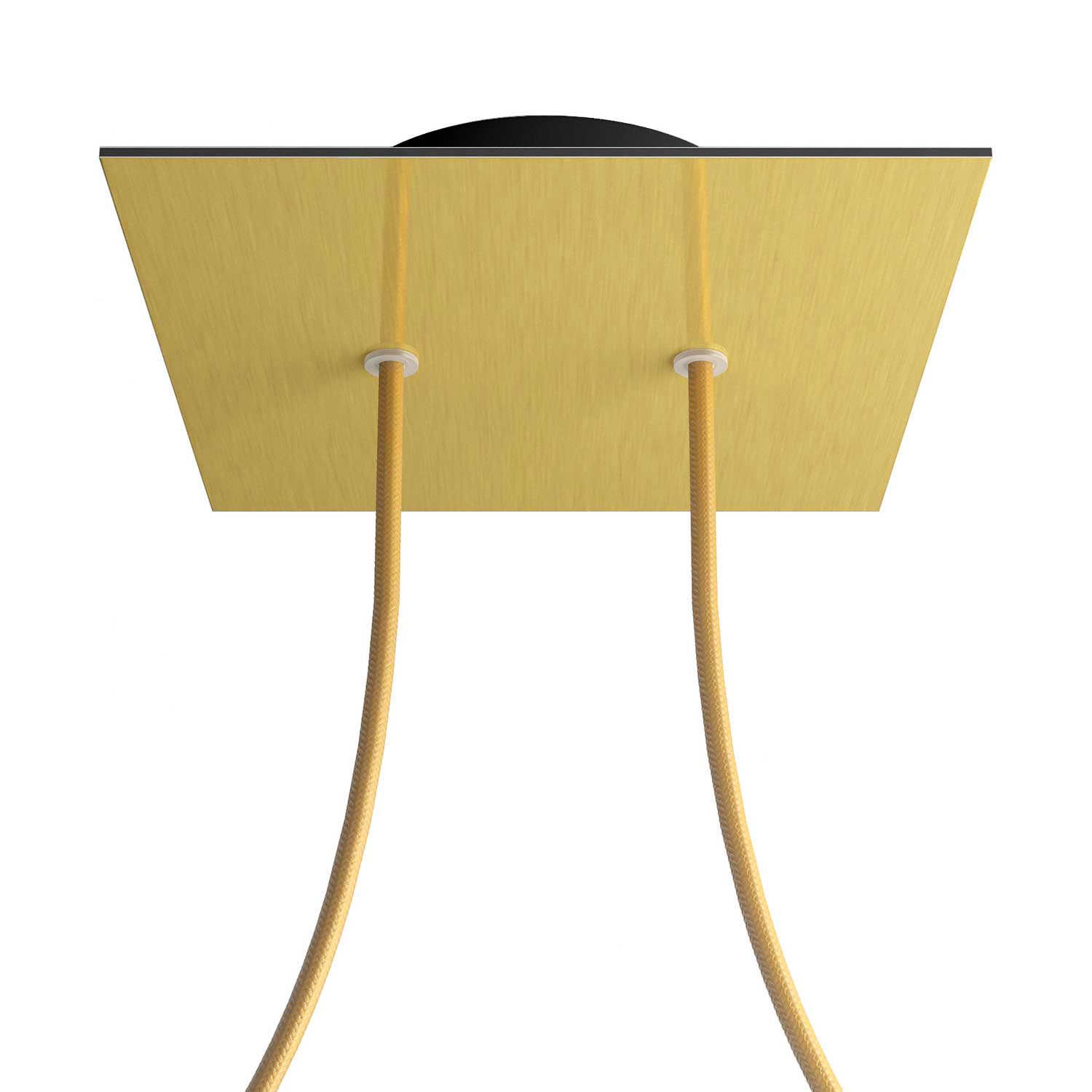 Rosone Rose-One quadrato, 200 mm con 2 fori e 4 fori laterali - Dibond Ottone satinato Nero