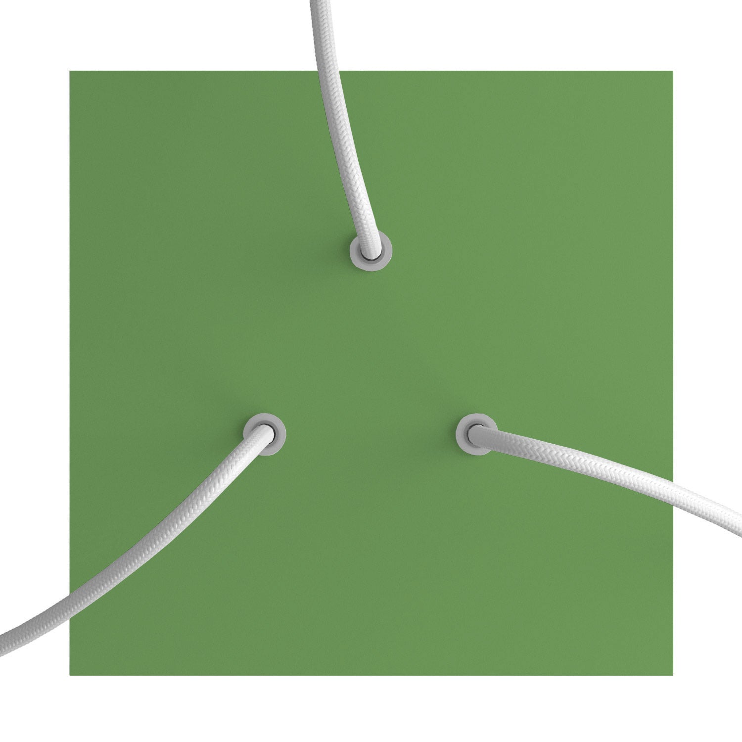 Rosone Rose - One quadrato, 200 mm con 3 fori e 4 fori laterali - Verde prato - Creative Cables