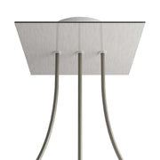 Rosone Rose-One quadrato, 200 mm con 3 fori in linea e 4 fori laterali - Dibond Acciaio satinato Bianco