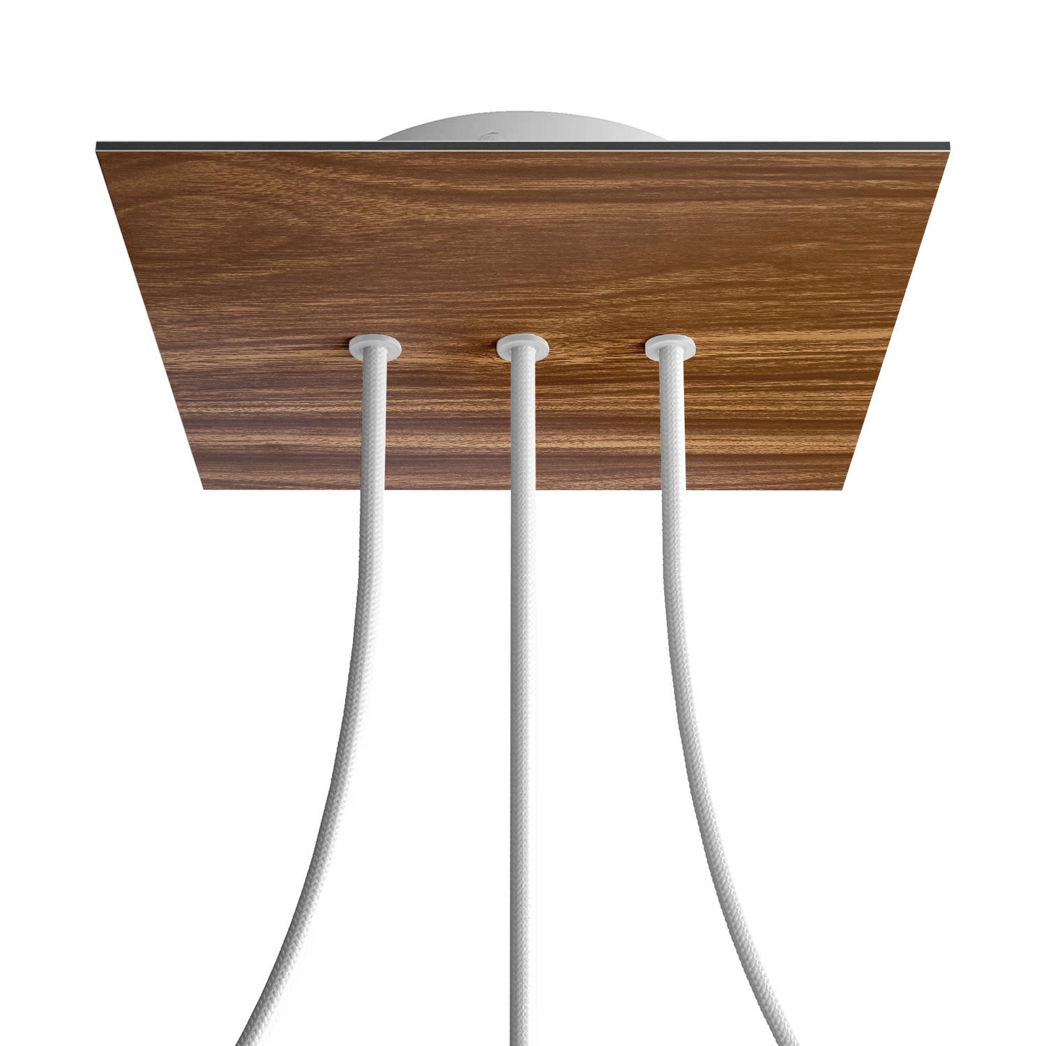 Rosone Rose - One quadrato, 200 mm con 3 fori in linea e 4 fori laterali - Legno - Creative Cables