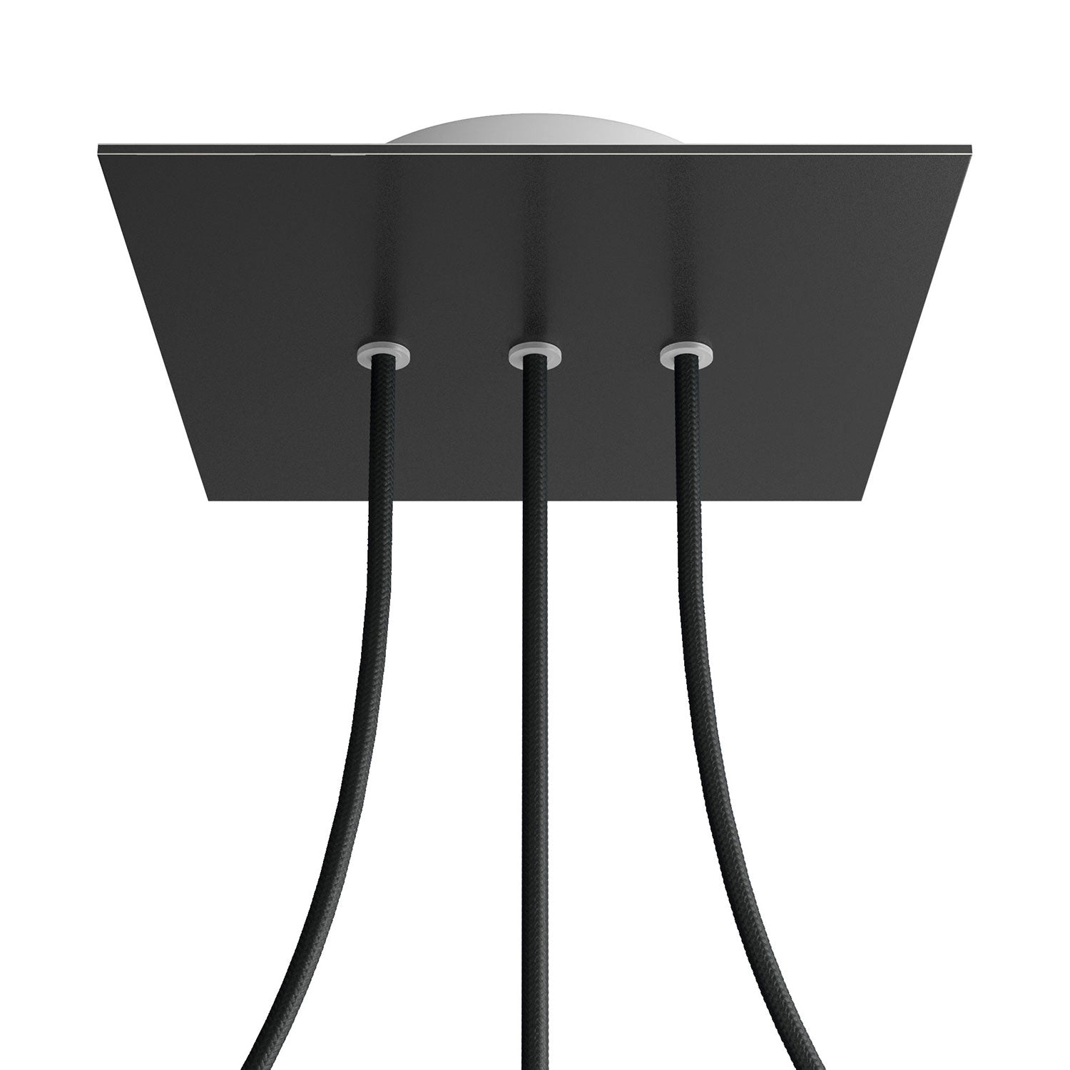 Rosone Rose - One quadrato, 200 mm con 3 fori in linea e 4 fori laterali - Nero opaco - Creative Cables