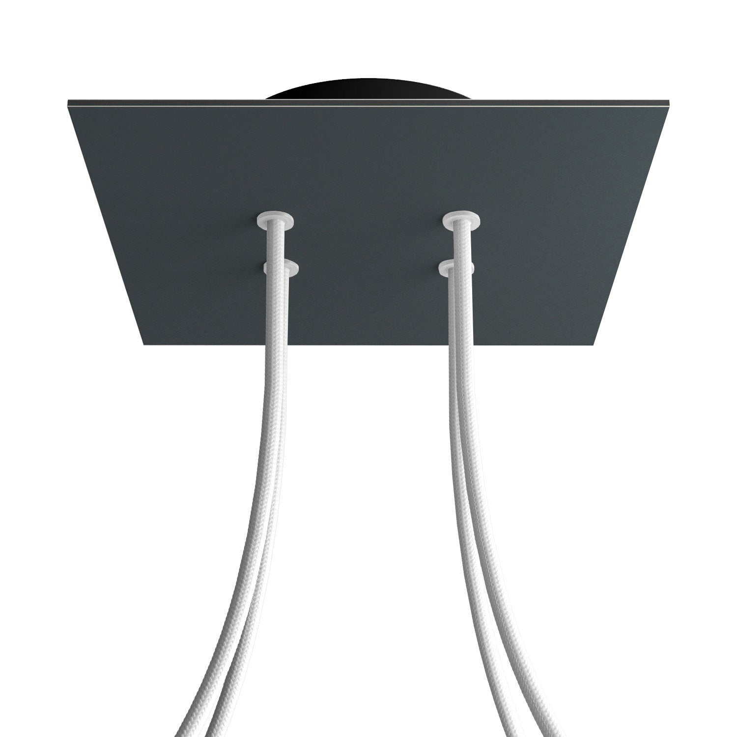 Rosone Rose-One quadrato, 200 mm con 4 fori e 4 fori laterali - Antracite Nero