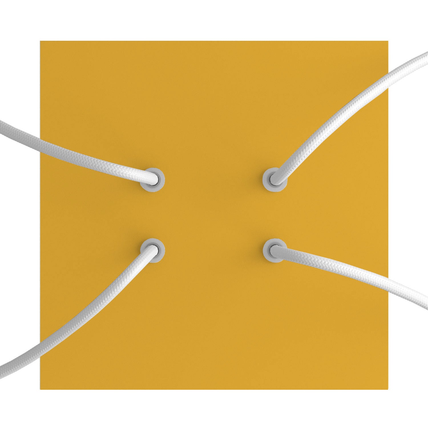 Rosone Rose - One quadrato, 200 mm con 4 fori e 4 fori laterali - Mostarda - Creative Cables
