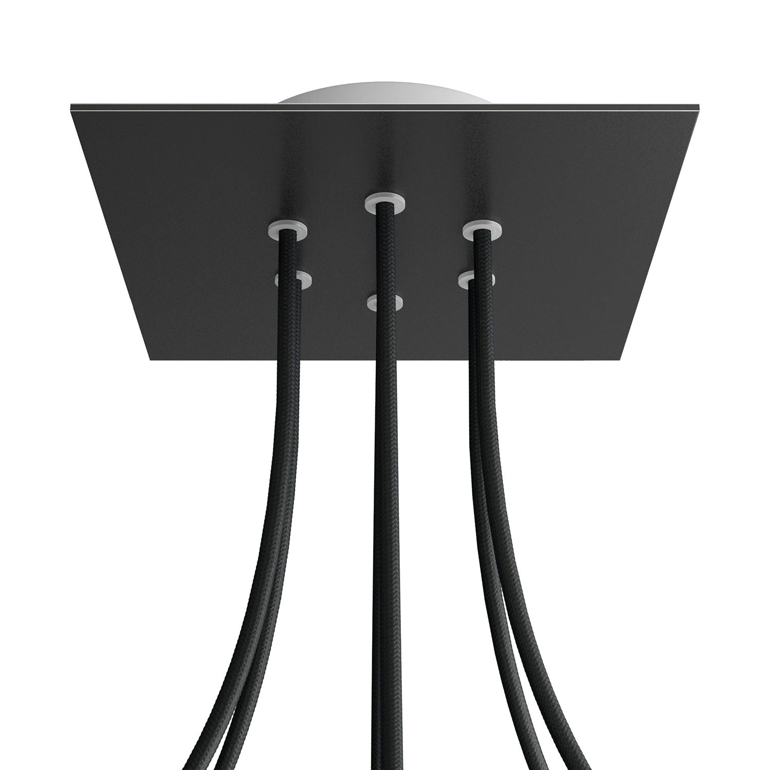 Rosone Rose-One quadrato, 200 mm con 6 fori e 4 fori laterali - Nero opaco Bianco