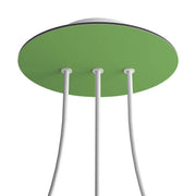 Rosone Rose-One rotondo, diametro 200 mm con 3 fori in linea e 4 fori laterali - Verde prato Bianco