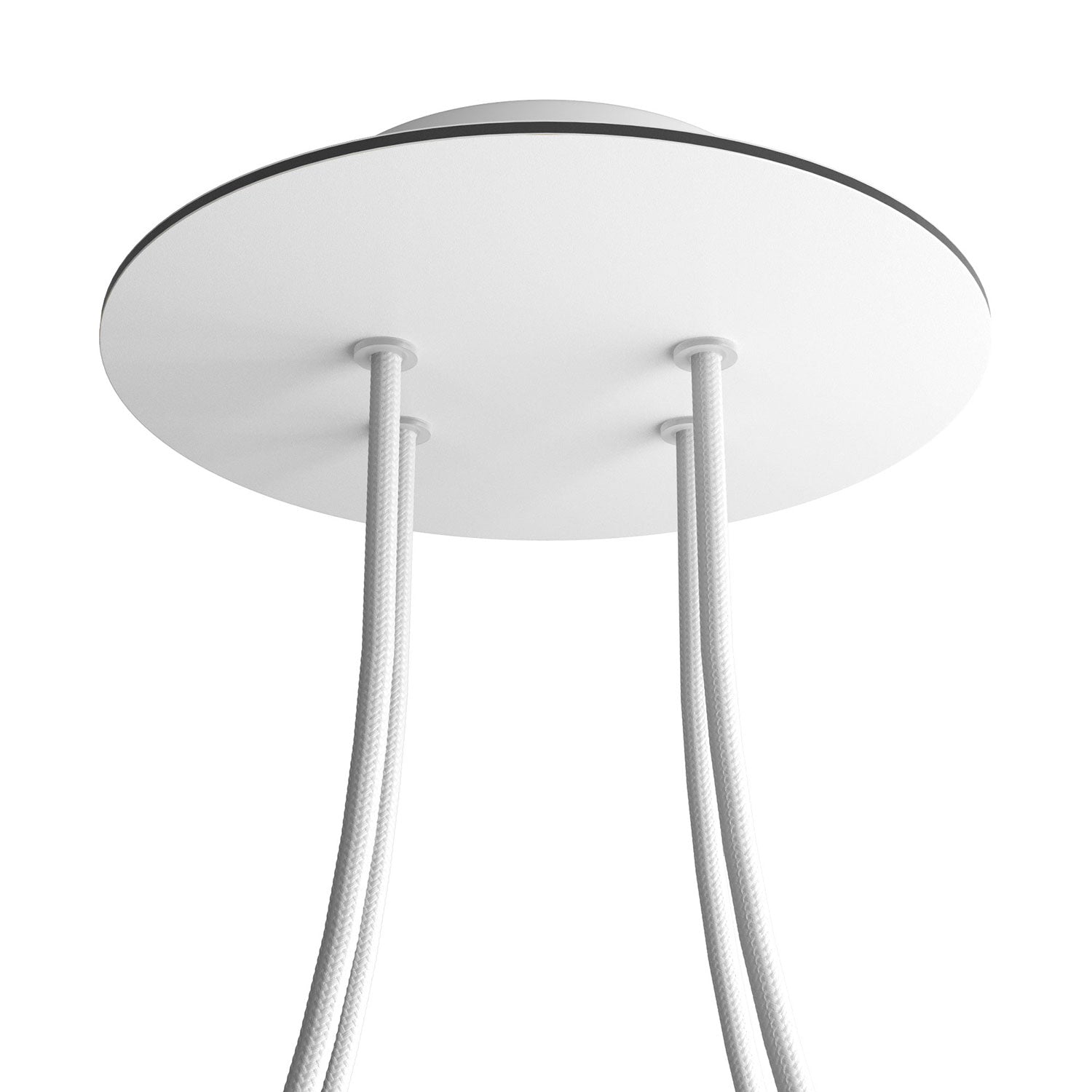 Rosone Rose-One rotondo, diametro 200 mm con 4 fori e 4 fori laterali - Bianco opaco Bianco