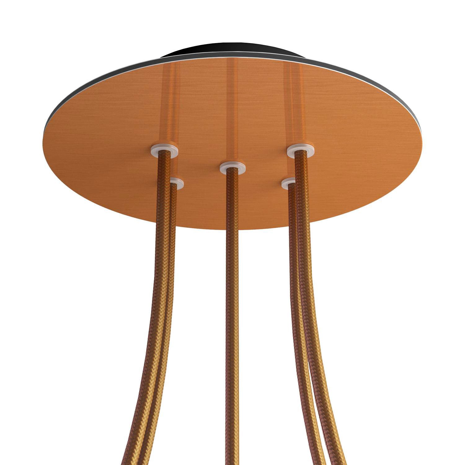 Rosone Rose-One rotondo, diametro 200 mm con 5 fori e 4 fori laterali - Dibond Rame satinato Nero