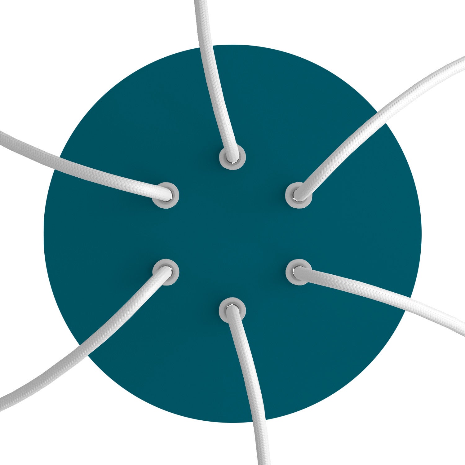 Rosone Rose-One rotondo, diametro 200 mm con 6 fori e 4 fori laterali - Petrolio Bianco