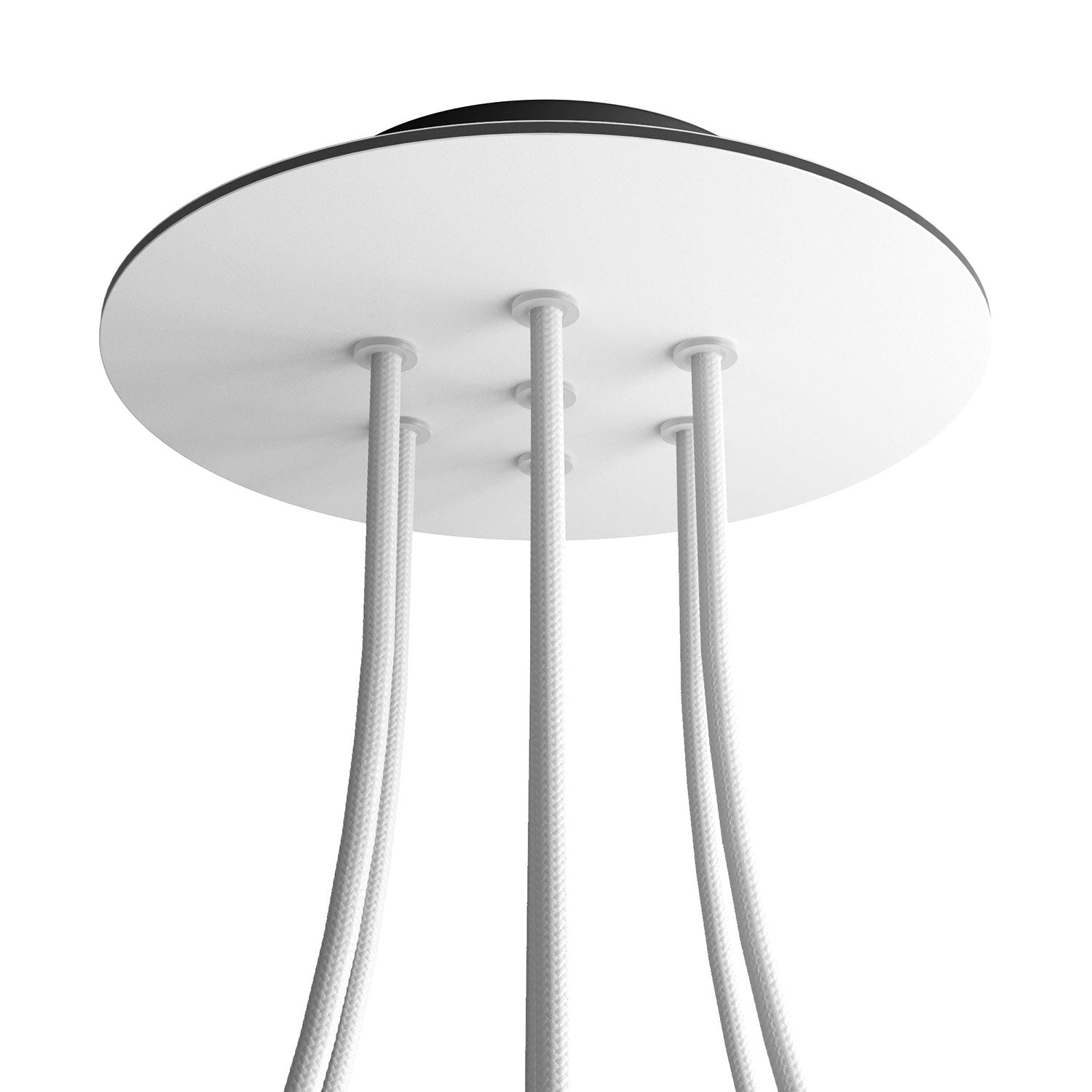 Rosone Rose-One rotondo, diametro 200 mm con 7 fori e 4 fori laterali - Bianco opaco Nero