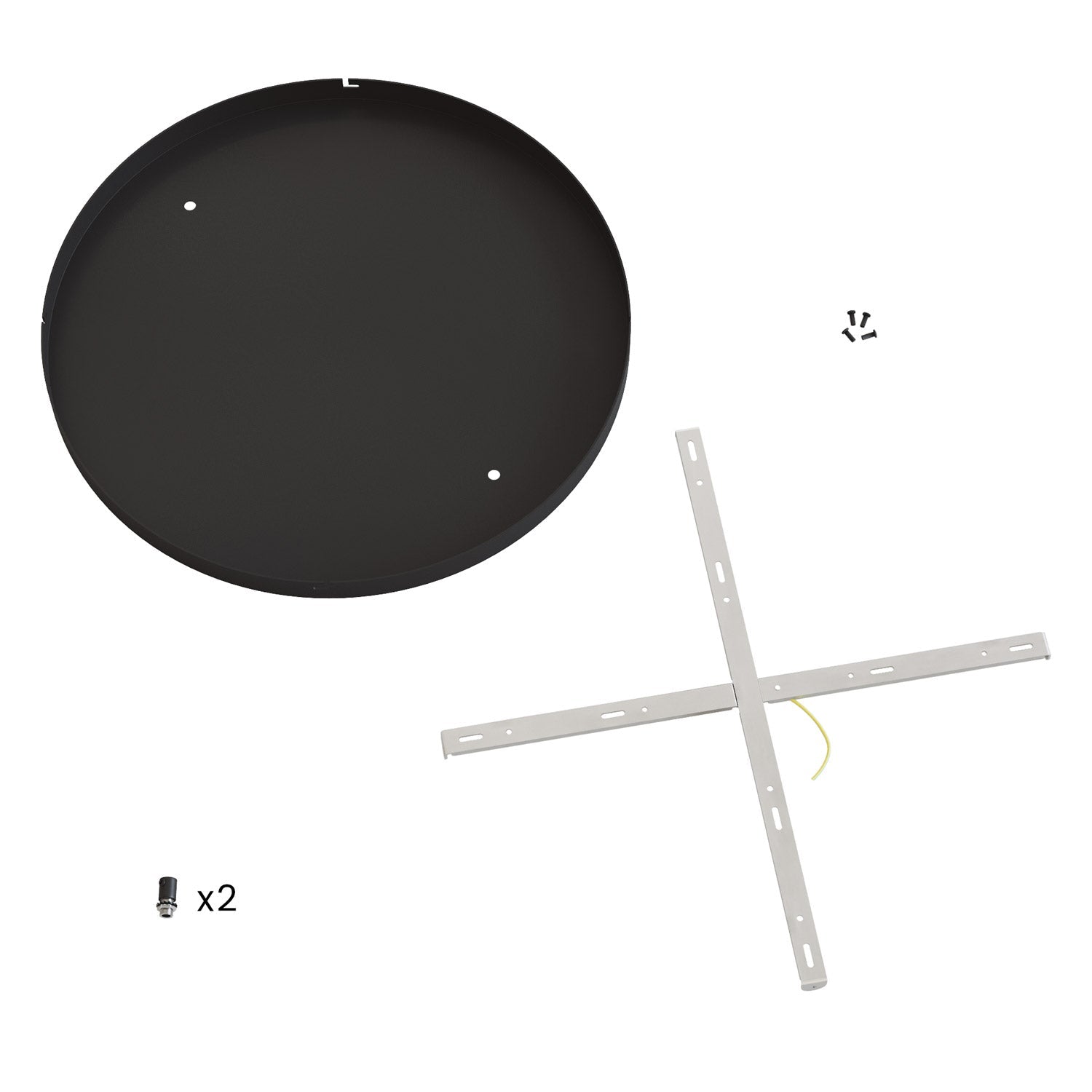 Rosone rotondo in alluminio Ø 50 cm con staffa e cavo di messa a terra, con 2 fori frontali - Nero 0