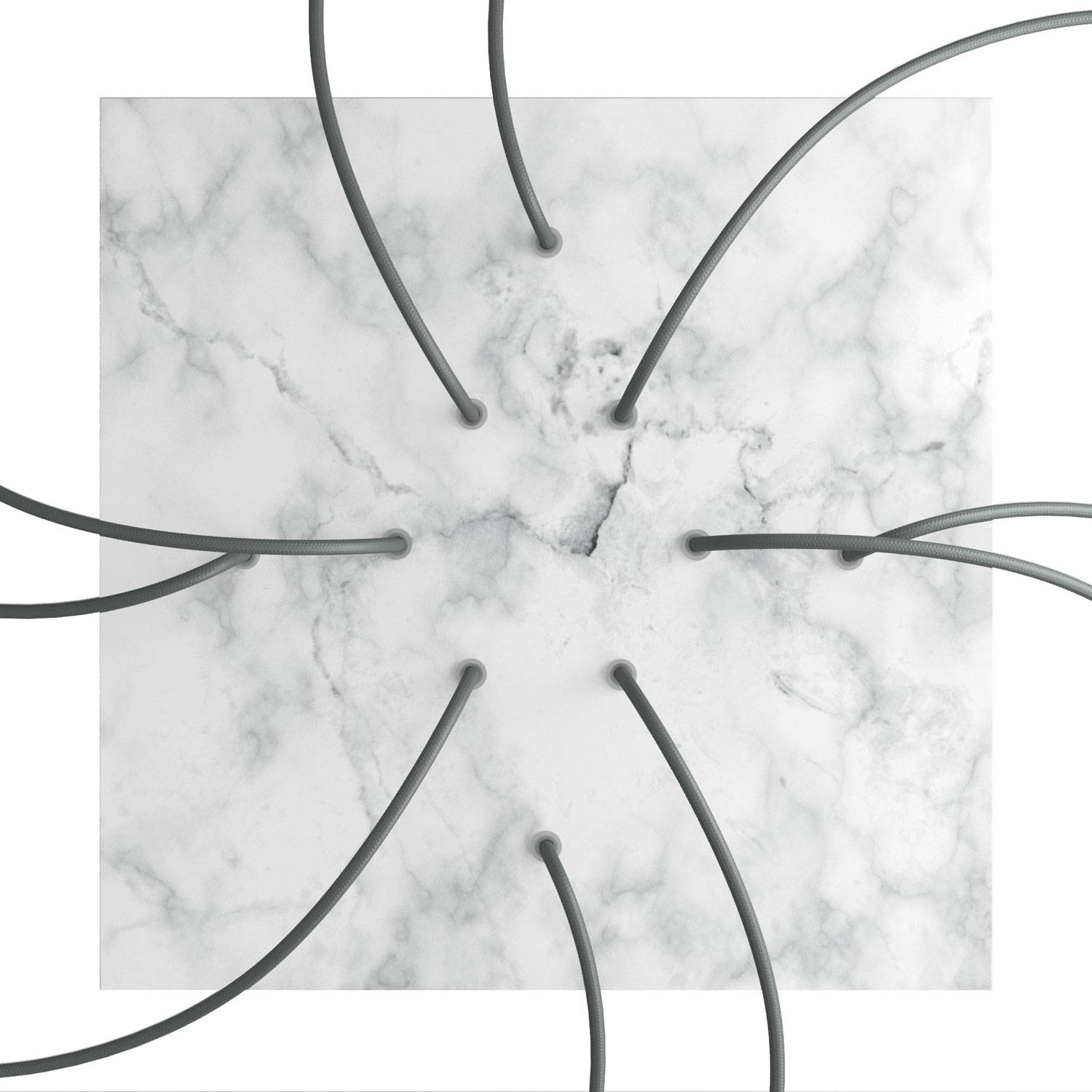 Rosone XXL Rose-One quadrato, 400 mm con 10 fori e 4 fori laterali - Marmo Carrara Bianco