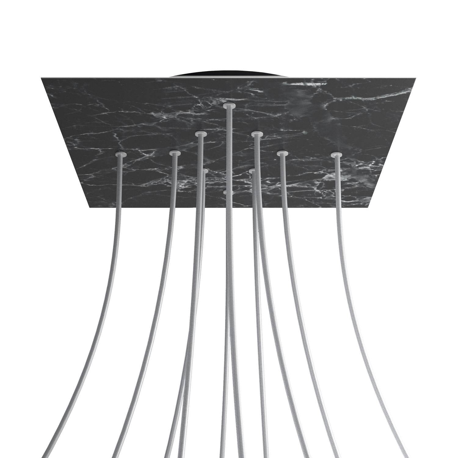 Rosone XXL Rose-One quadrato, 400 mm con 10 fori e 4 fori laterali - Marmo Marquina Nero