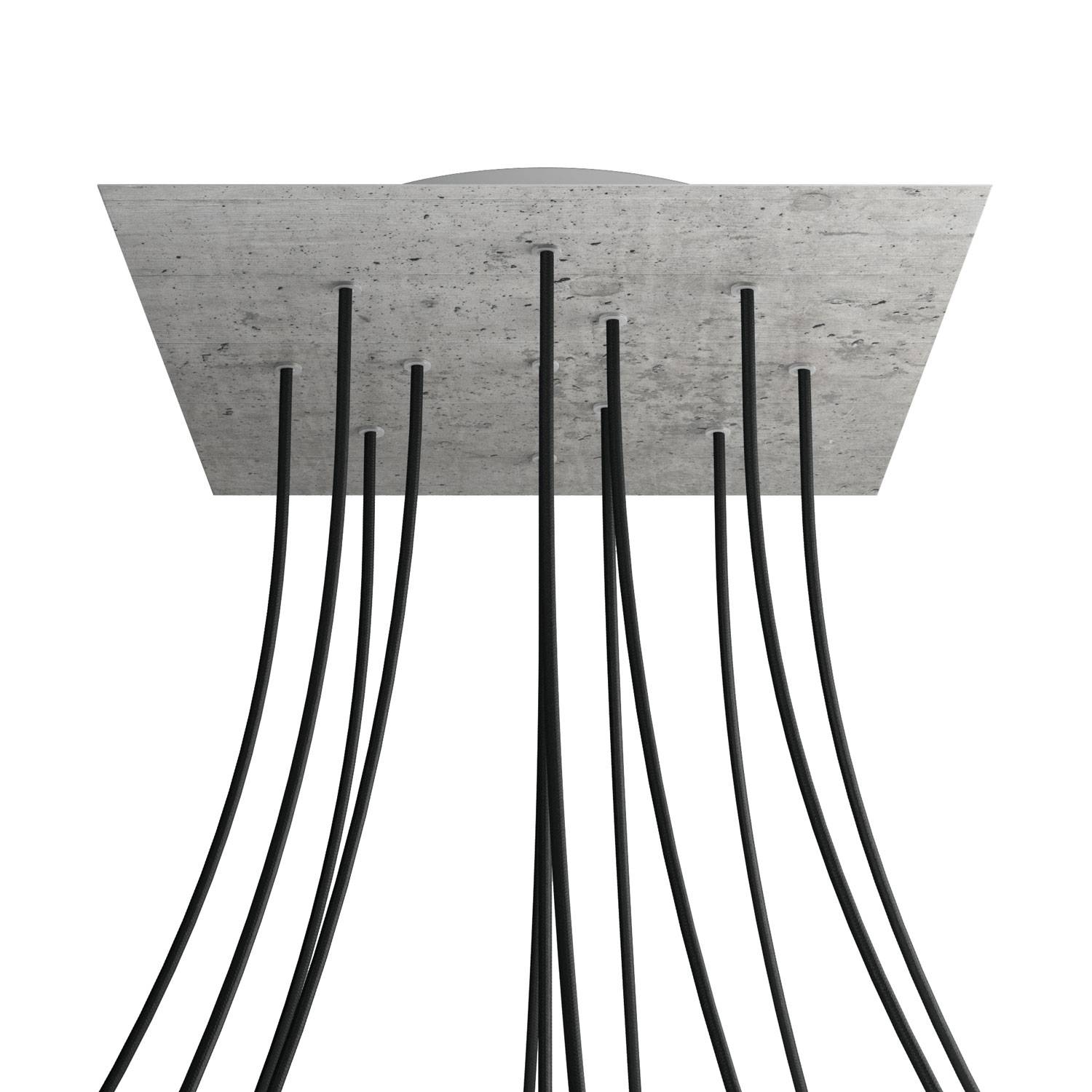 Rosone XXL Rose - One quadrato, 400 mm con 12 fori e 4 fori laterali - Cemento - Creative Cables