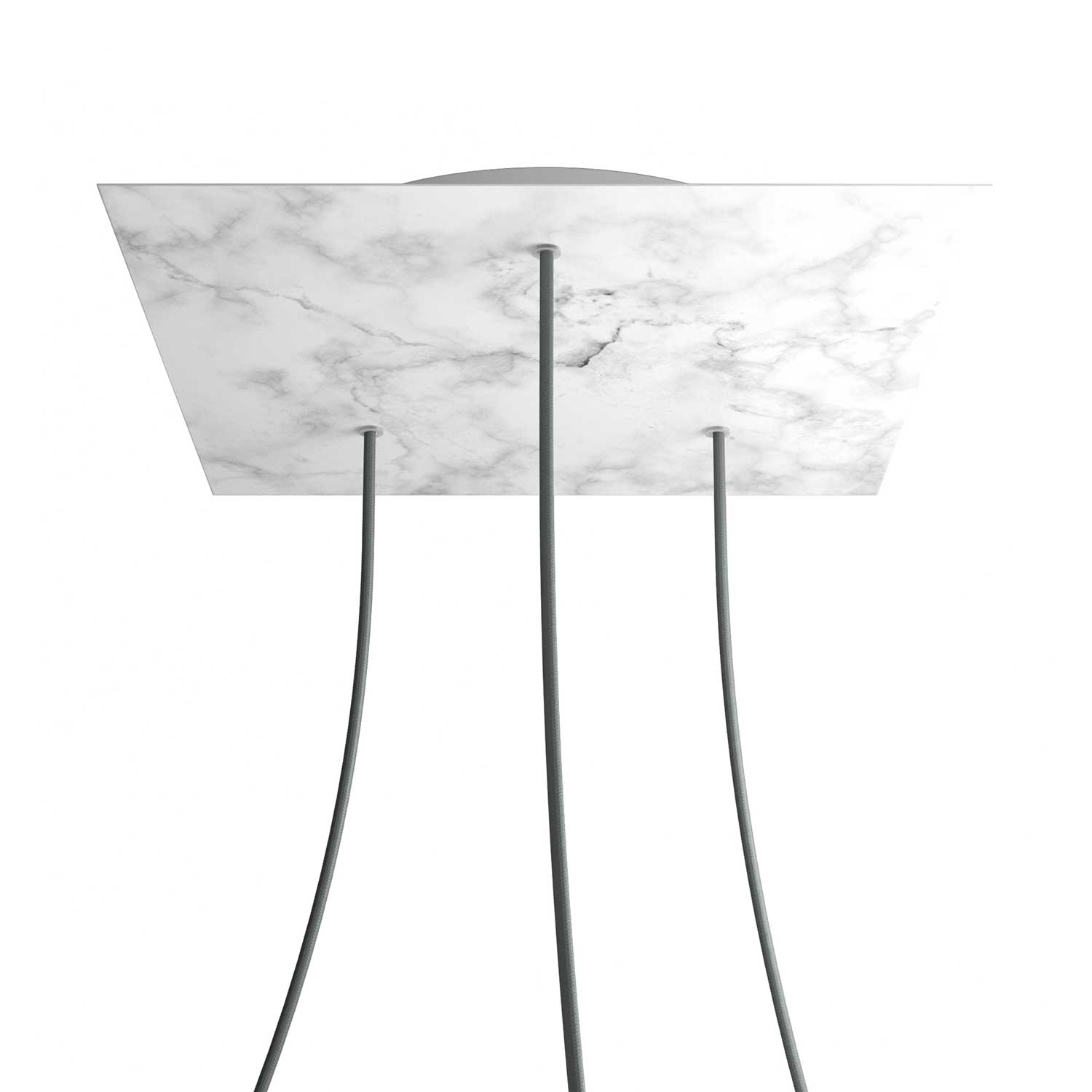 Rosone XXL Rose - One quadrato, 400 mm con 3 fori e 4 fori laterali - Marmo Carrara - Creative Cables