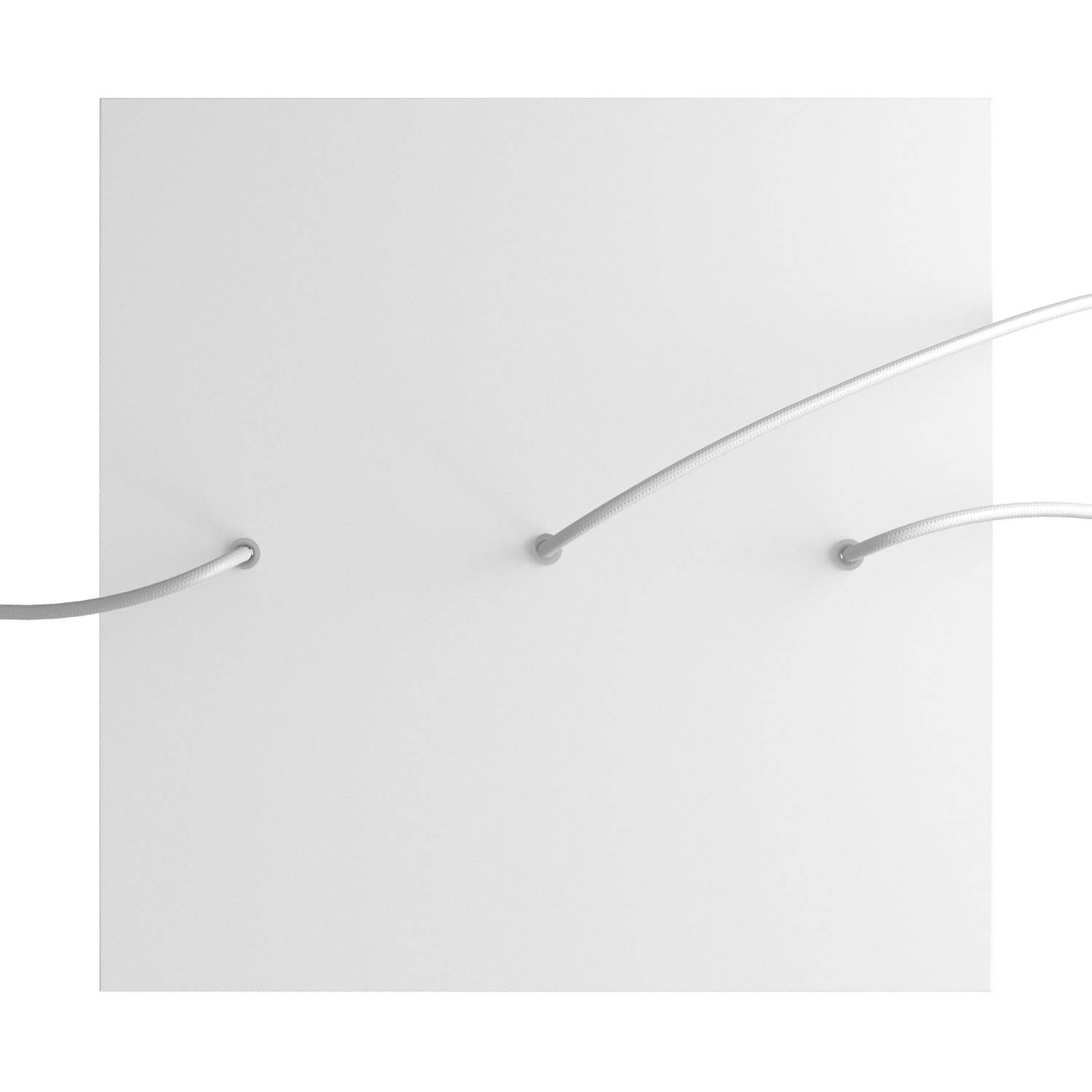 Rosone XXL Rose - One quadrato, 400 mm con 3 fori in linea e 4 fori laterali - Bianco opaco - Creative Cables
