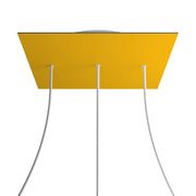 Rosone XXL Rose-One quadrato, 400 mm con 3 fori in linea e 4 fori laterali - Mostarda Bianco