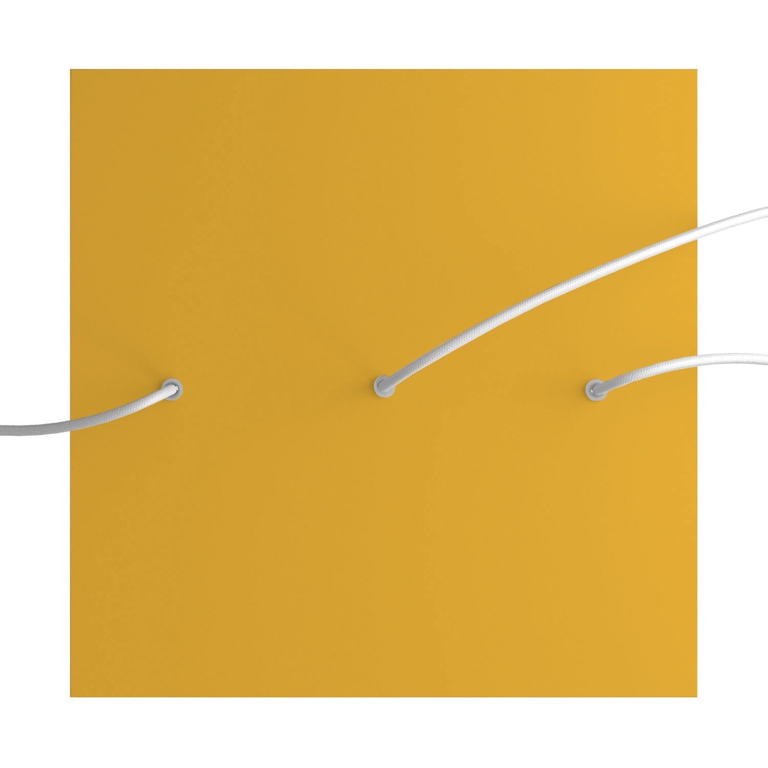 Rosone XXL Rose - One quadrato, 400 mm con 3 fori in linea e 4 fori laterali - Mostarda - Creative Cables