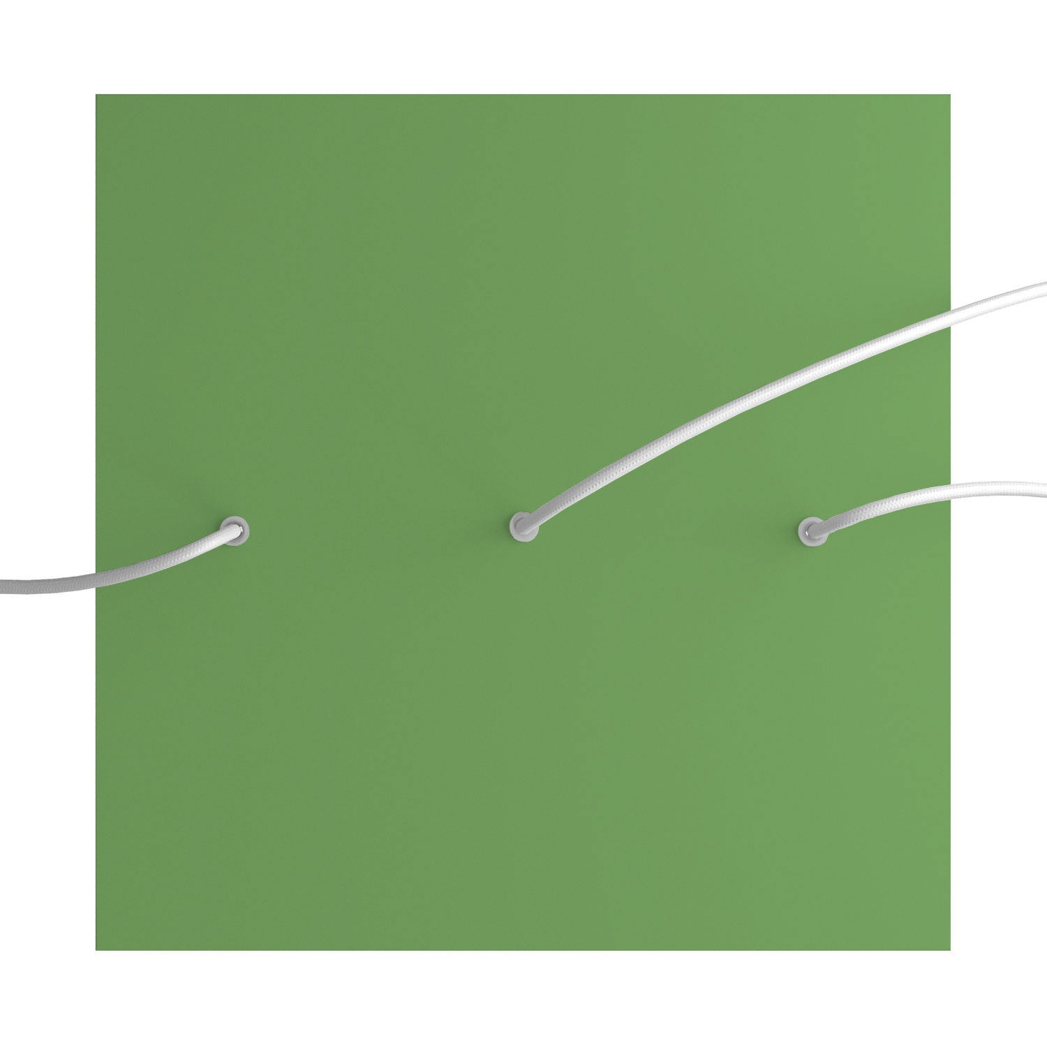 Rosone XXL Rose - One quadrato, 400 mm con 3 fori in linea e 4 fori laterali - Verde prato - Creative Cables