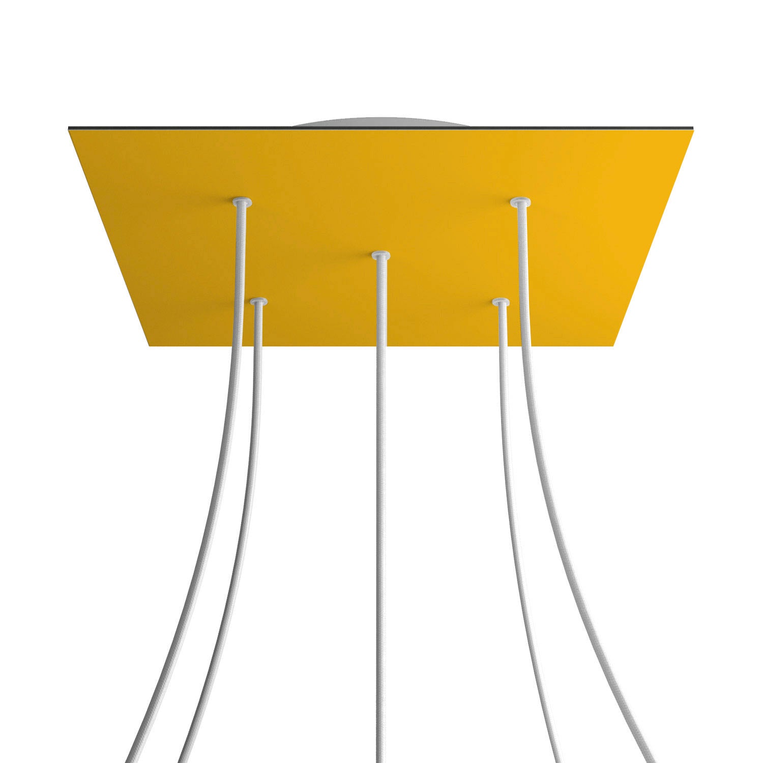 Rosone XXL Rose-One quadrato, 400 mm con 5 fori e 4 fori laterali - Mostarda Bianco