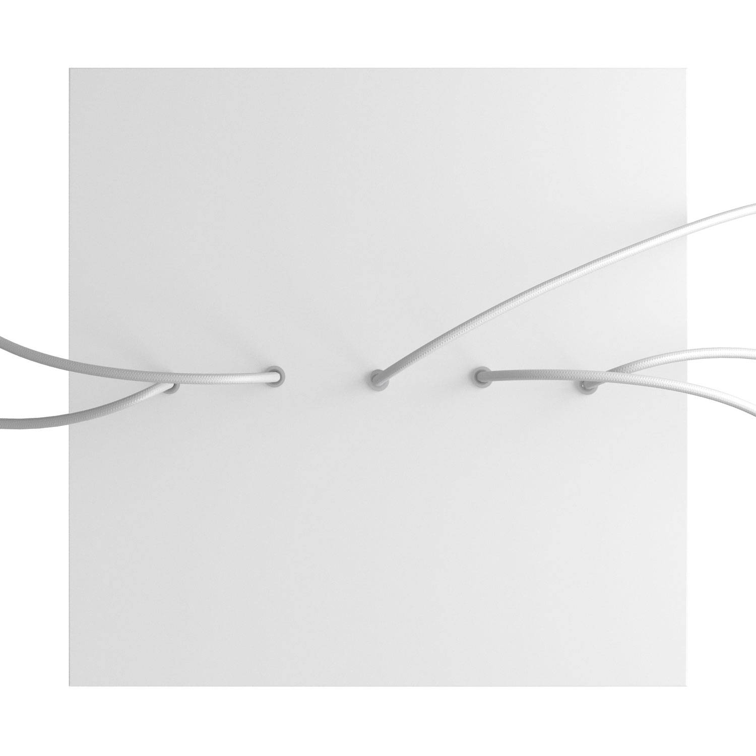 Rosone XXL Rose - One quadrato, 400 mm con 5 fori in linea e 4 fori laterali - Bianco opaco - Creative Cables