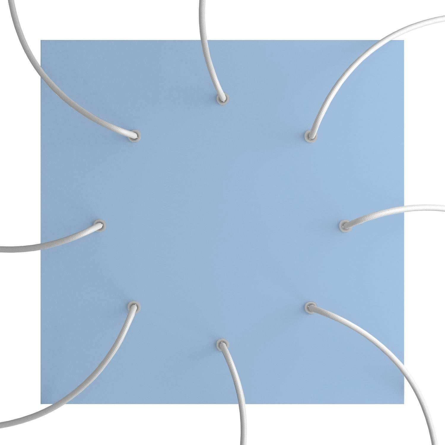 Rosone XXL Rose-One quadrato, 400 mm con 8 fori e 4 fori laterali - Blu carta da zucchero Bianco