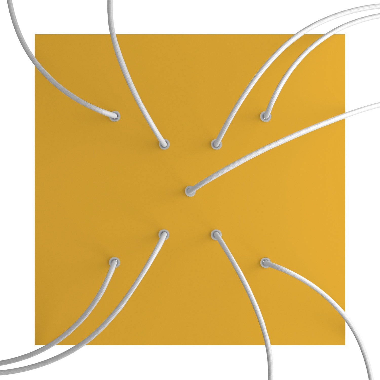 Rosone XXL Rose-One quadrato, 400 mm con 9 fori a X e 4 fori laterali - Mostarda Bianco