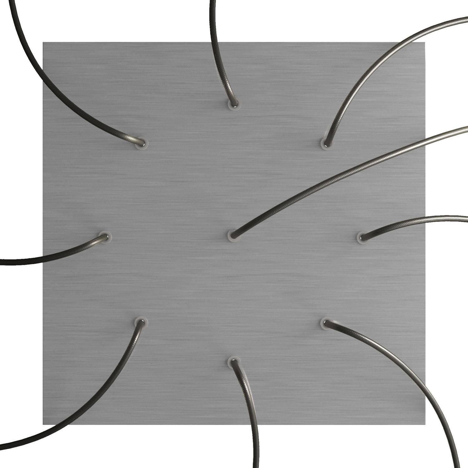 Rosone XXL Rose-One quadrato, 400 mm con 9 fori e 4 fori laterali - Dibond Acciaio satinato Bianco