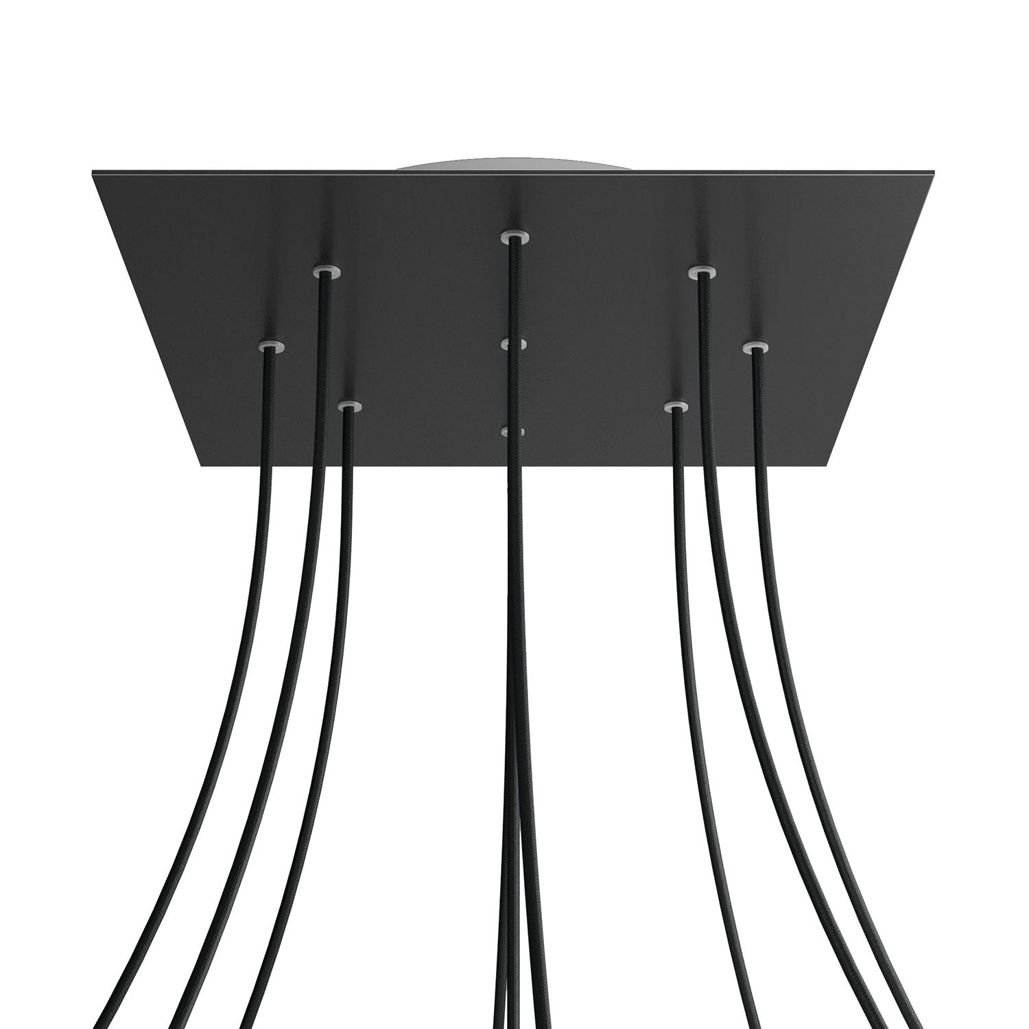 Rosone XXL Rose - One quadrato, 400 mm con 9 fori e 4 fori laterali - Nero opaco - Creative Cables