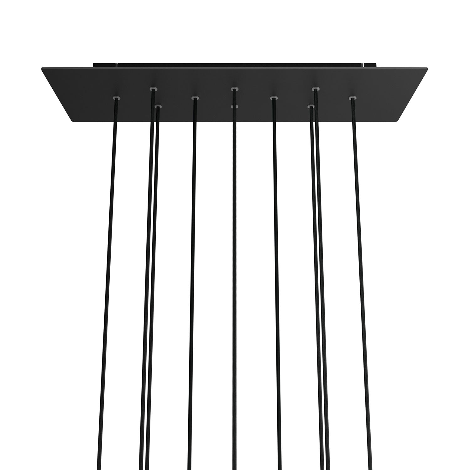 Rosone XXL Rose-One rettangolare a 10 fori e 6 fori laterali, dimensioni 675 x 225 mm - Dibond Nero opaco Nero