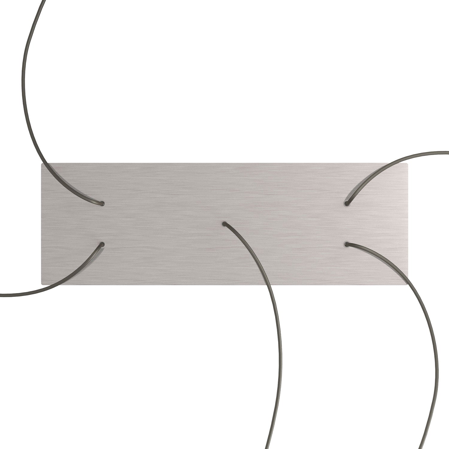 Rosone XXL Rose - One rettangolare a 5 fori e 6 fori laterali, dimensioni 675 x 225 mm - Dibond Acciaio satinato - Creative Cables