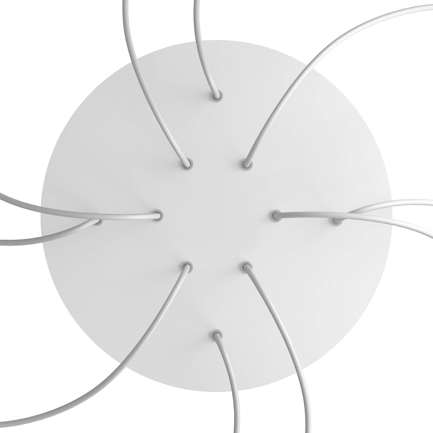 Rosone XXL Rose - One rotondo, diametro 400 mm con 10 fori e 4 fori laterali - Bianco opaco - Creative Cables