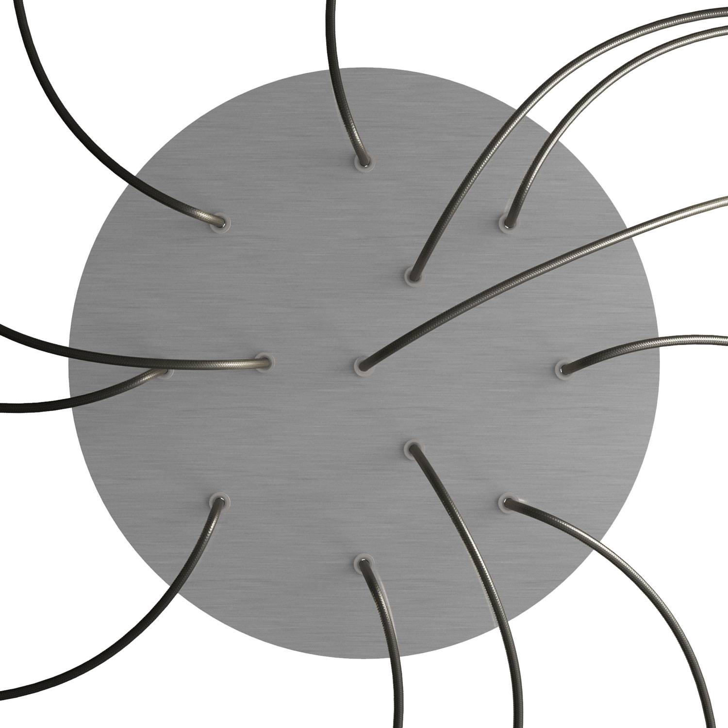 Rosone XXL Rose - One rotondo, diametro 400 mm con 12 fori e 4 fori laterali - Dibond Acciaio satinato - Creative Cables