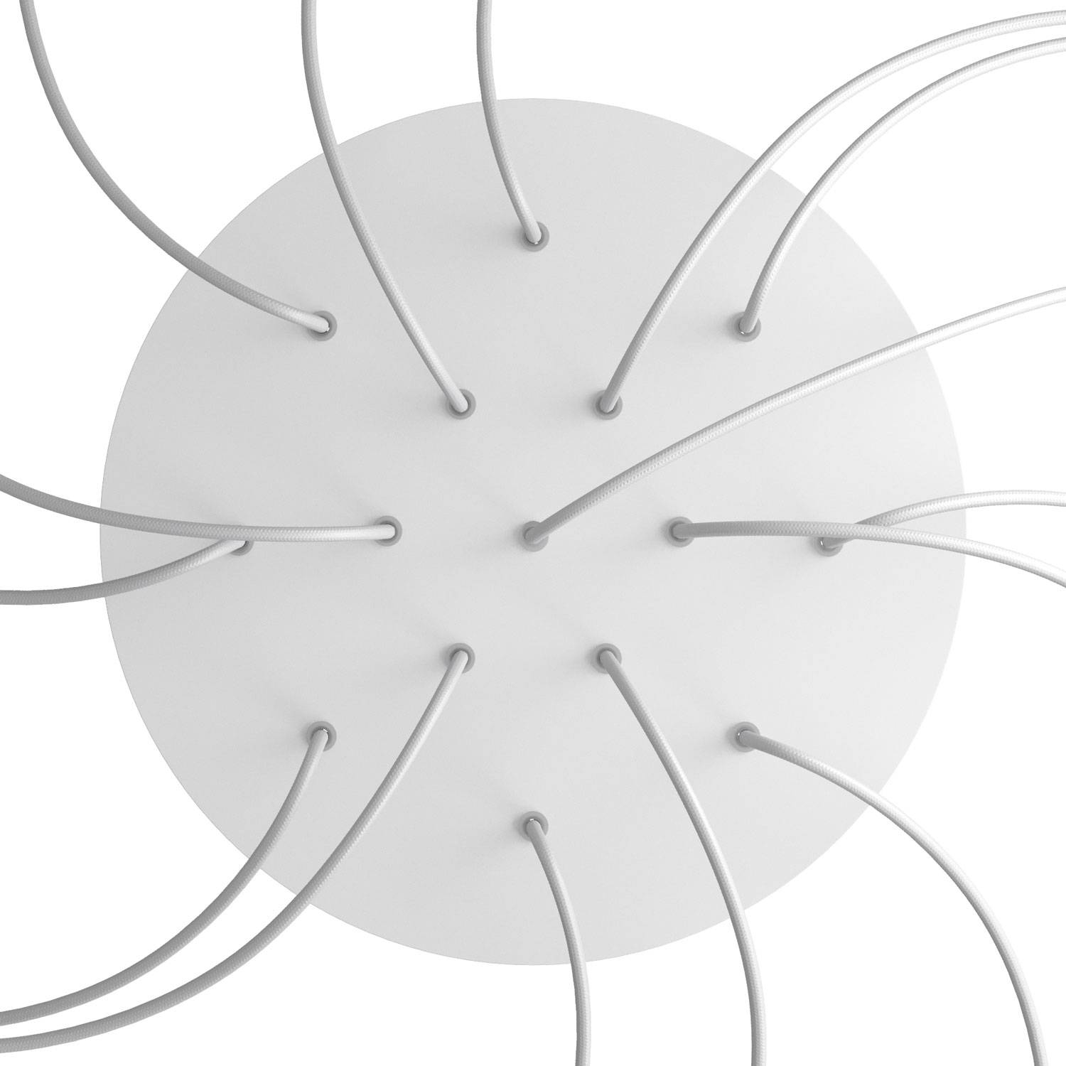 Rosone XXL Rose-One rotondo, diametro 400 mm con 15 fori e 4 fori laterali - Bianco opaco Bianco