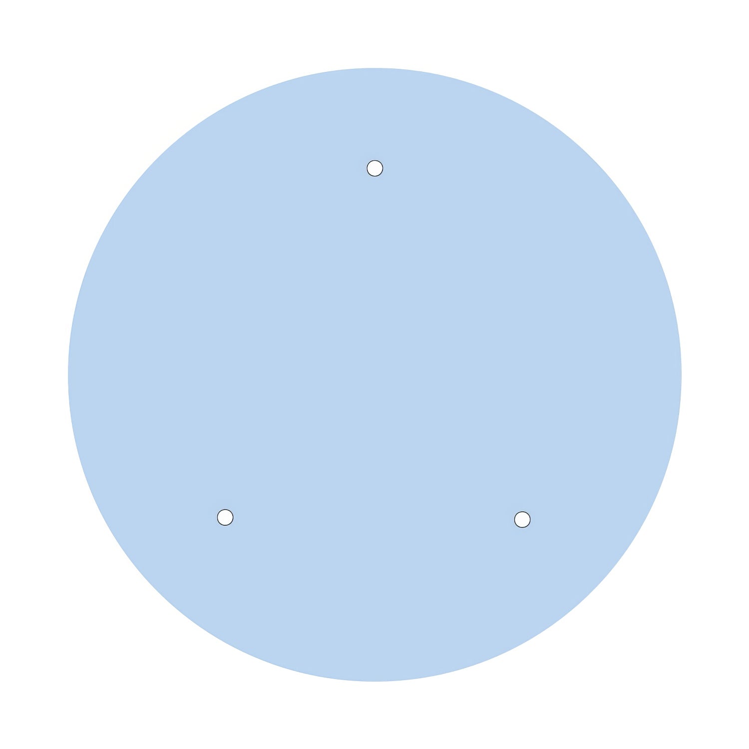 Rosone XXL Rose-One rotondo, diametro 400 mm con 3 fori e 4 fori laterali - Blu carta da zucchero Bianco