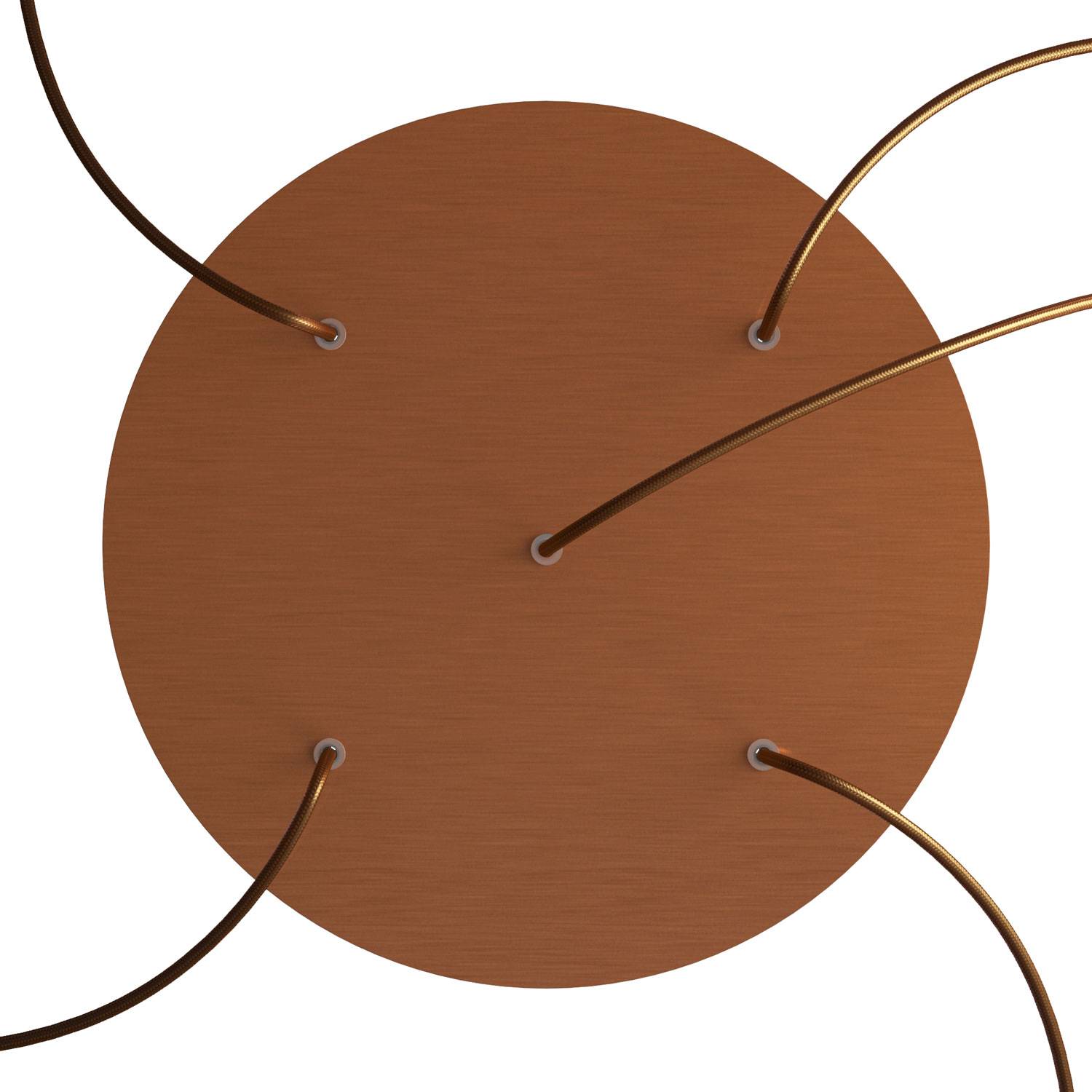 Rosone XXL Rose - One rotondo, diametro 400 mm con 5 fori e 4 fori laterali - Dibond Rame satinato - Creative Cables