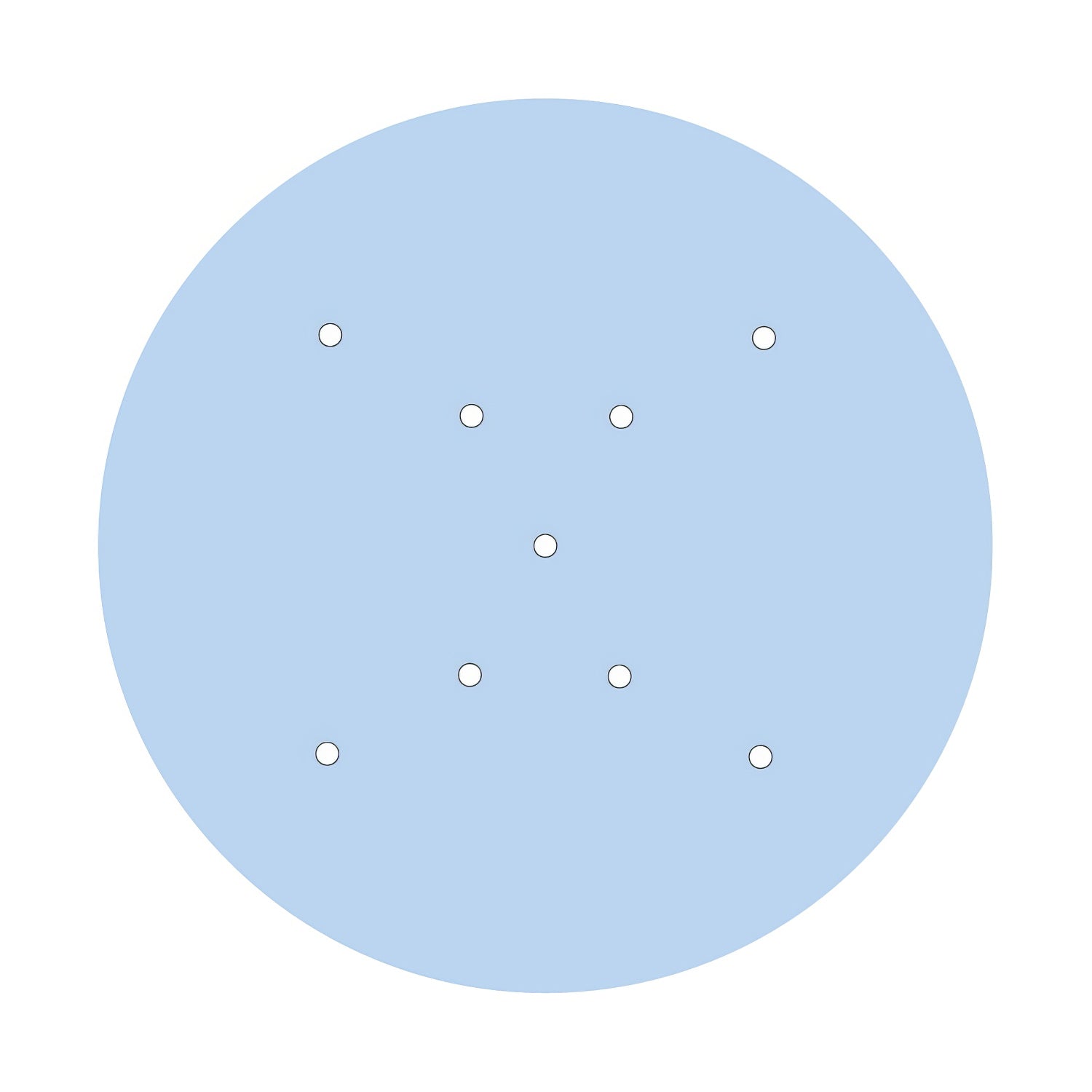 Rosone XXL Rose-One rotondo, diametro 400 mm con 9 fori a X e 4 fori laterali - Blu carta da zucchero Bianco