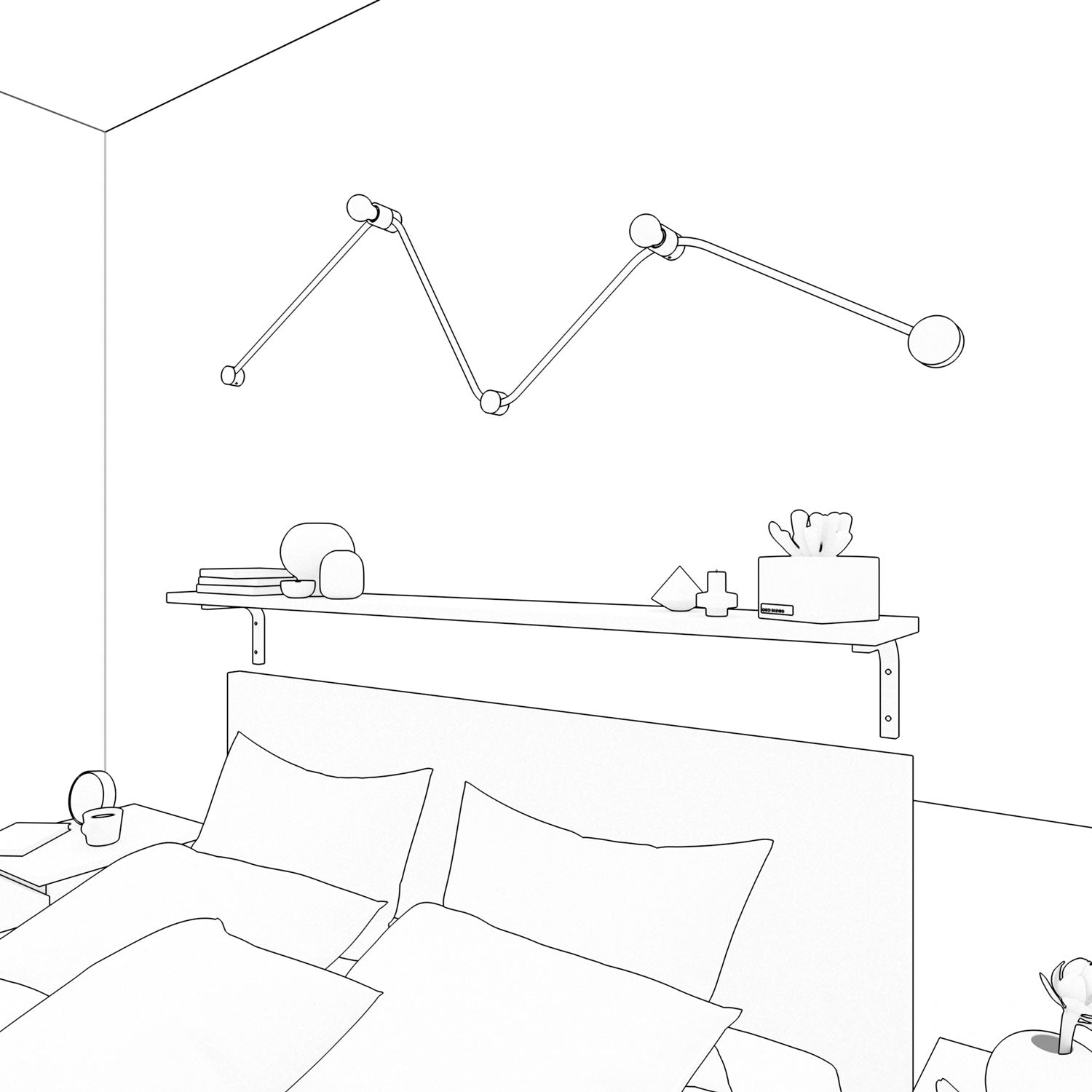 Sistema Filé Wiggle Kit - con cavo CM22 di 3 m per catenaria e 5 componenti in legno per interni