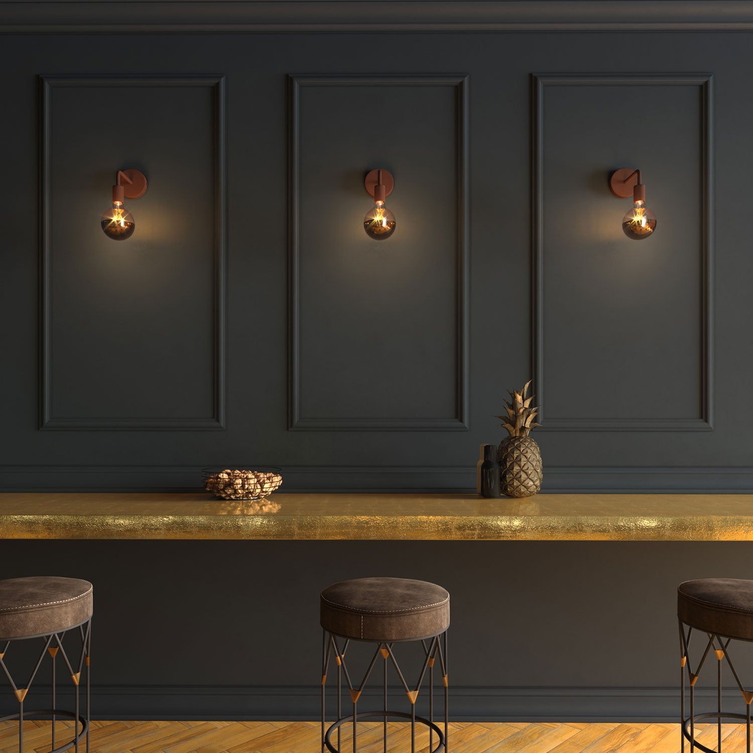 Tubo curvo di estensione 14 cm in metallo - Ruggine scura verniciata